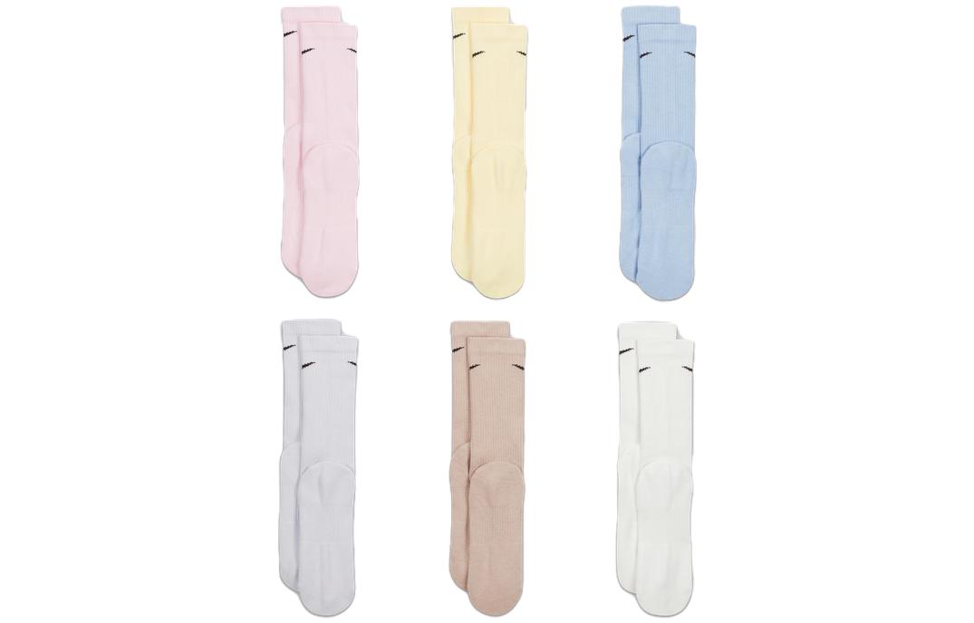 Унисекс носки Mid Calf Nike, 1 set 6 pack (cobalt bliss/черный/светло-lemon зеленый/черный/foam розовый/черный) — фото 3