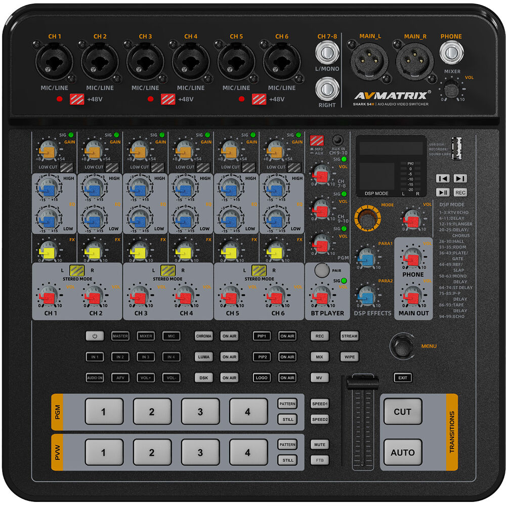 

AVMATRIX SHARK S4M 4-канальный HDMI/SDI AV-коммутатор