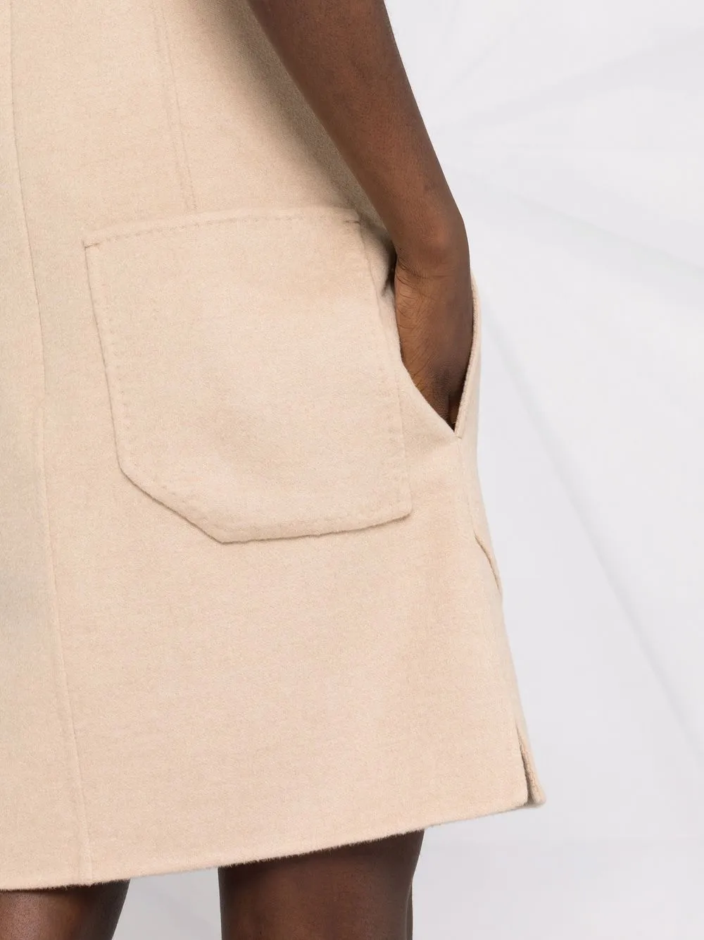 Платье мини без рукавов с квадратным вырезом MAX MARA, нейтральный — фото 3