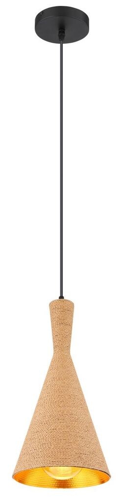 

Globo Lighting подвесной светильник из металла, черный матовый, алюминий золотого цвета, коричневый текстиль, снаружи обтянут шнуром, ø: 190 мм, В: 1400 мм, без 1x E27 40 Вт 230 В.
