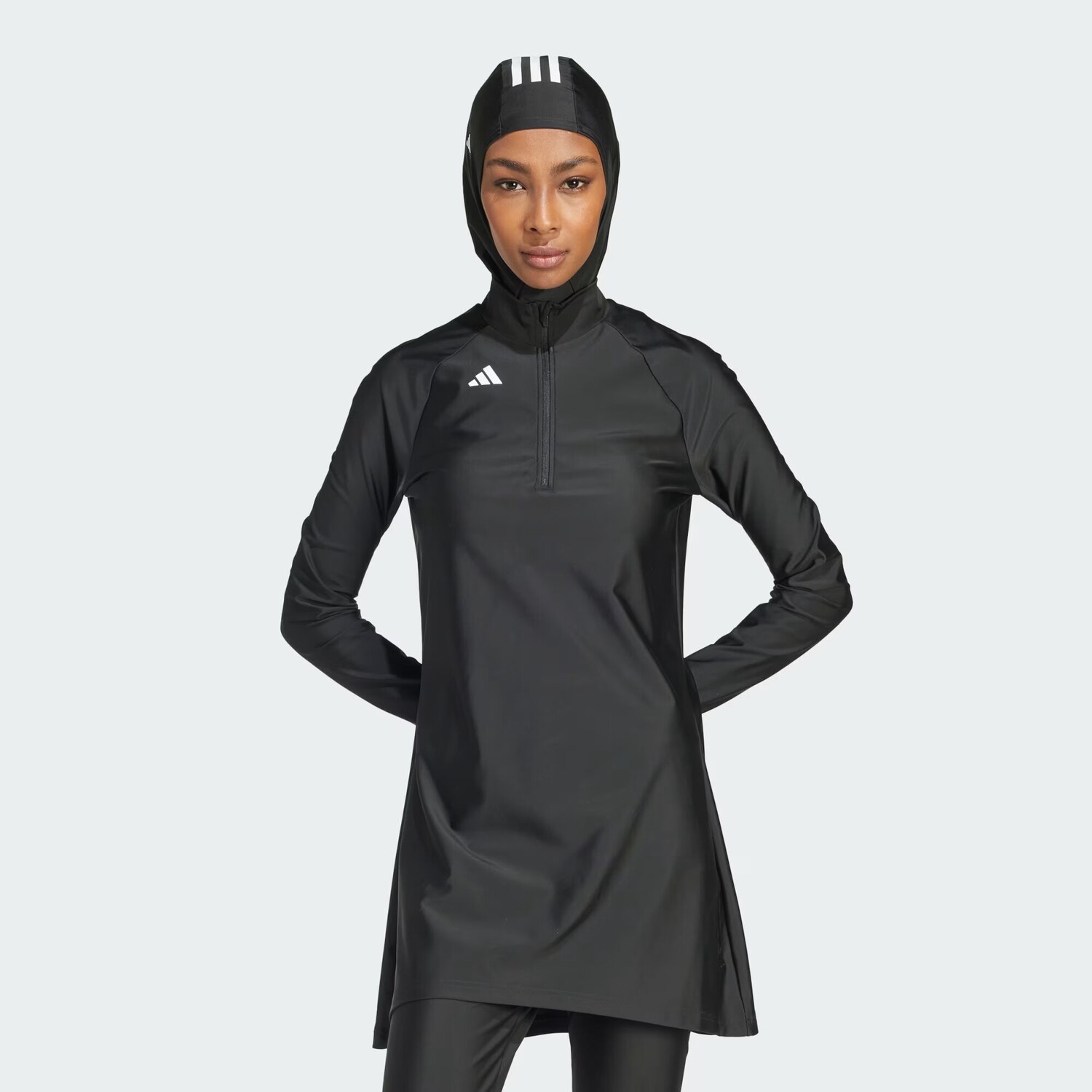 

Купальный топ с 3 полосками и длинными рукавами Adidas, цвет Black
