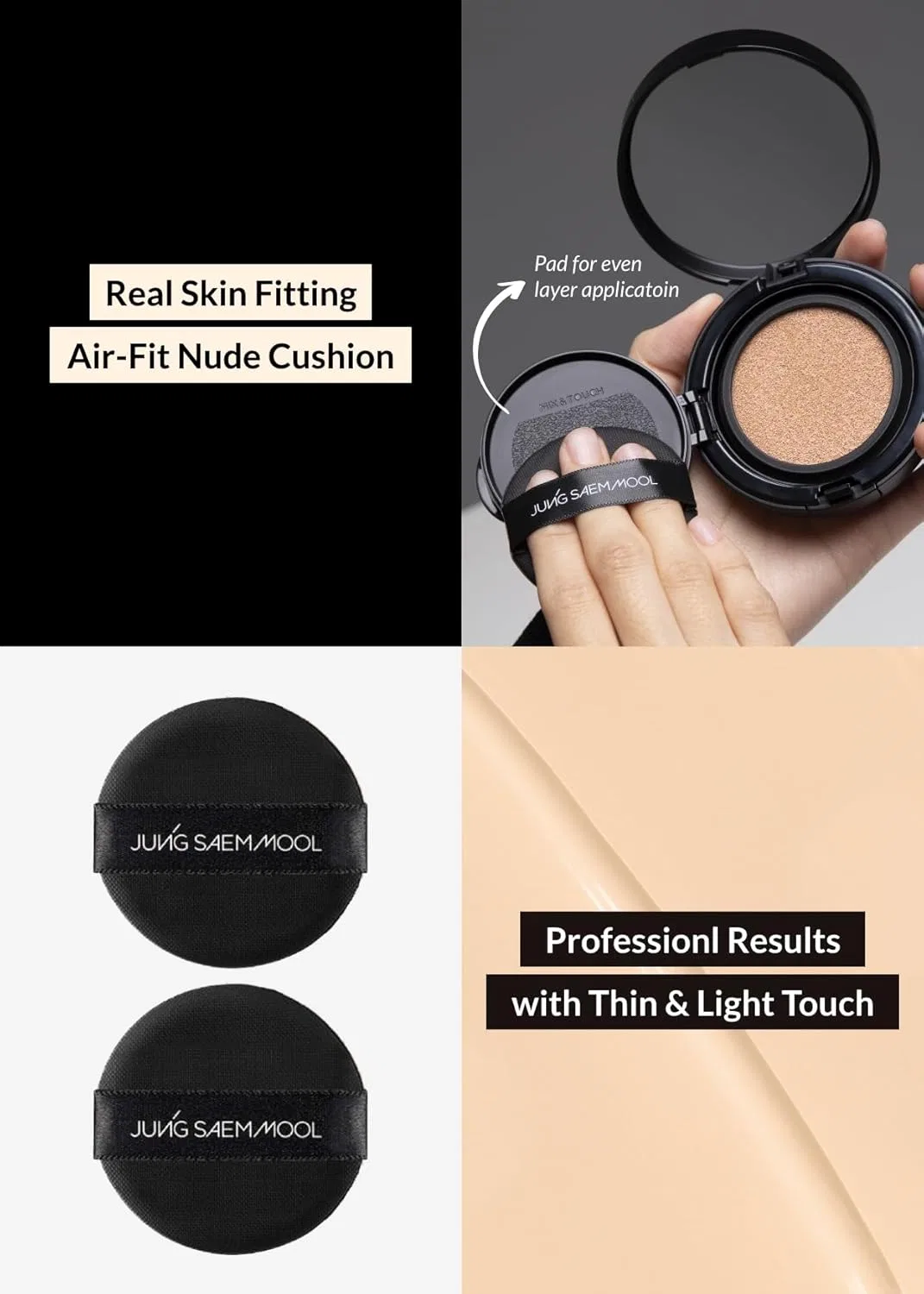 Тональный кушон Jung Saem Mool Essential Skin Nuder Long Wear Cushion с рефилом, Fair Light — фото 4
