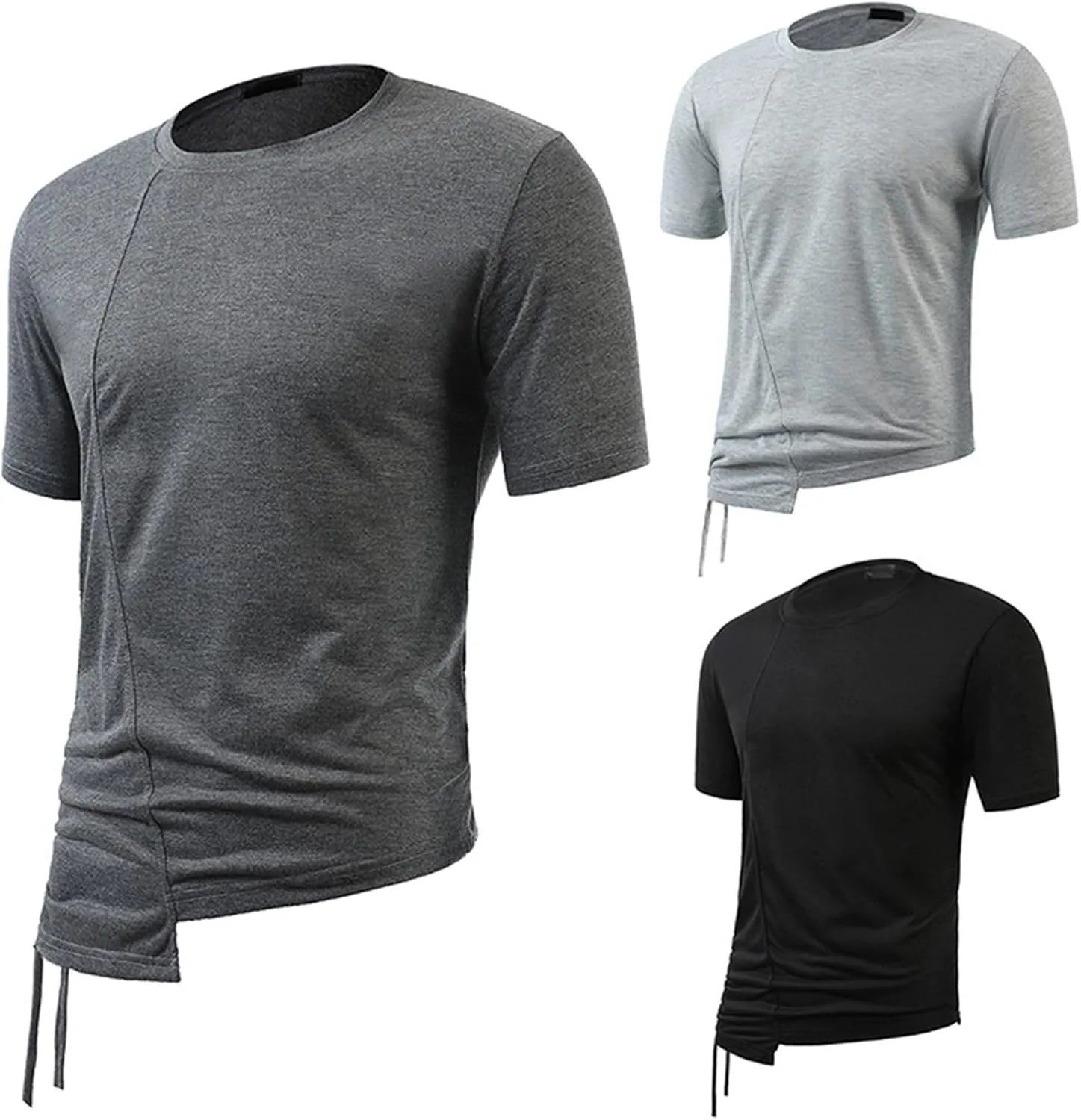 Мужская футболка с асимметричной шнуровкой Slim Fit — фото 4