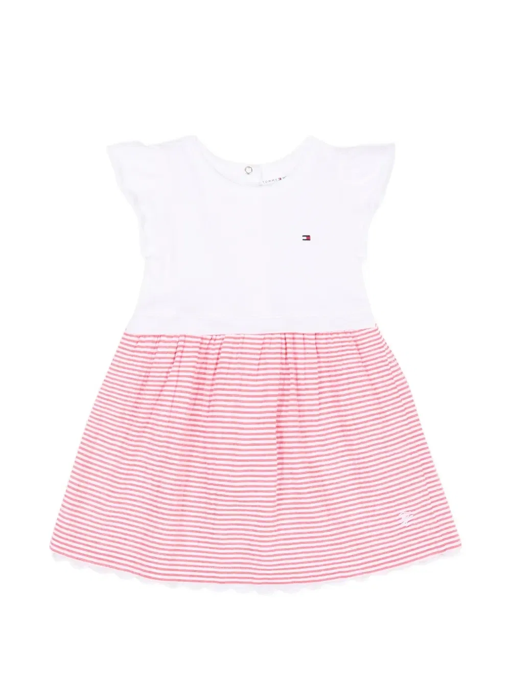 Платье в полоску с фестончатым подолом Tommy Hilfiger Junior, белый