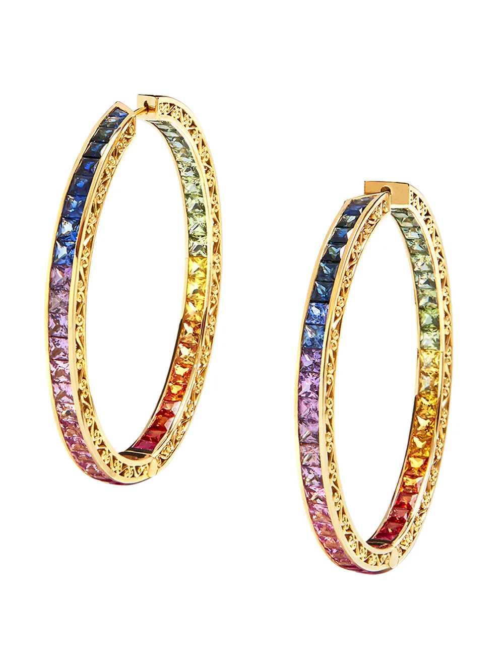 

Серьги-кольца из желтого золота с бриллиантами и сапфирами DOLCE & GABBANA, золотой