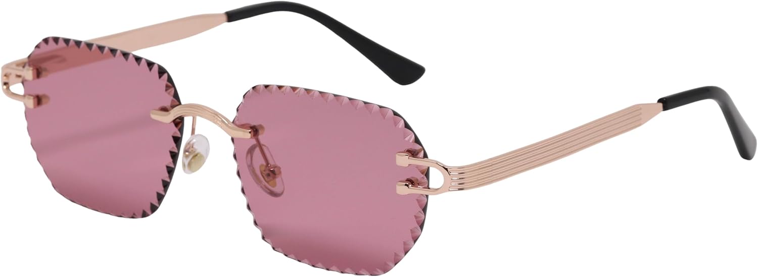 

Роскошные солнцезащитные очки без оправы – унисекс, огранка «алмазная окантовка» – модный градиентный дизайн для повседневного стиля и современного образа RAVI EYEWEAR, Rose Gold