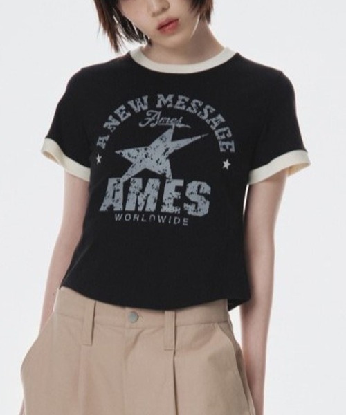 

AMESWORLDWIDE Футболка винтажная с принтом звезды, AMES WORLDWIDE, черный