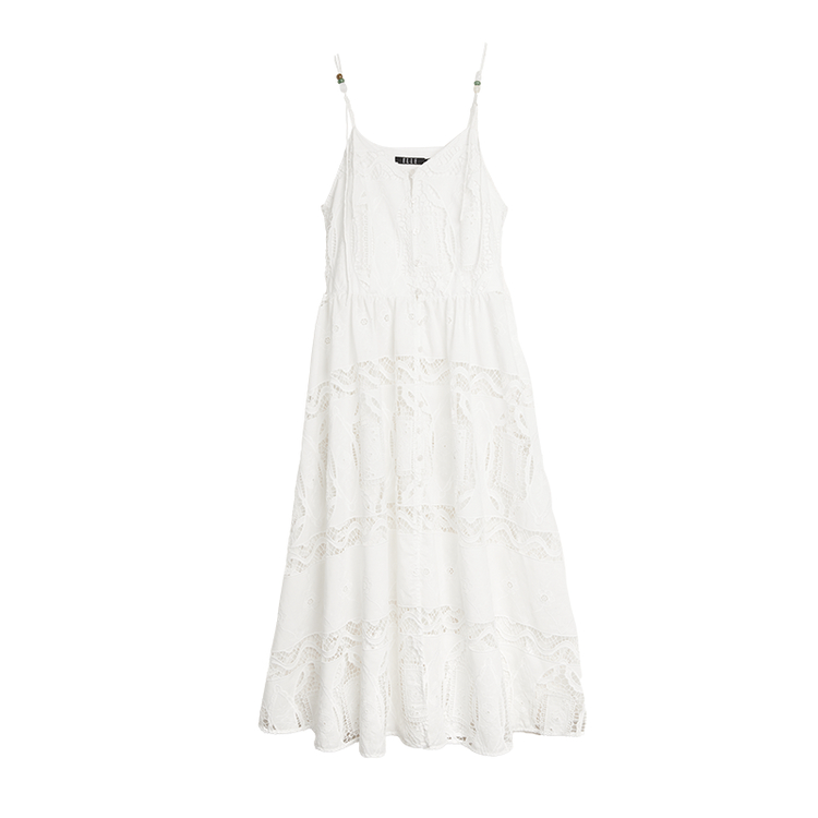 

ELLE Слип-платье женское белое с V-образным вырезом средней длины