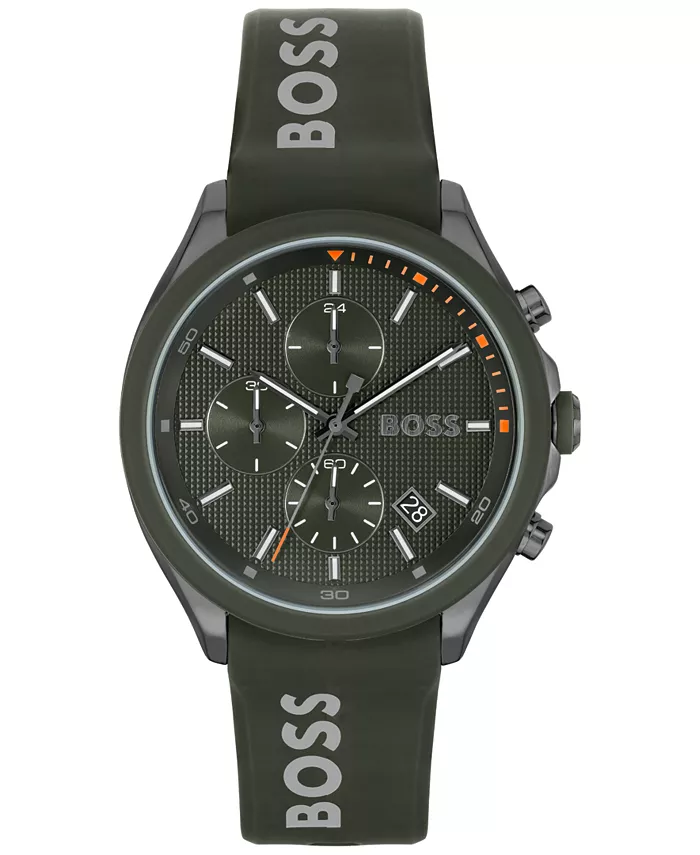 

Мужские кварцевые модные часы-хронограф Velocity на зеленом силиконовом ремешке, 44 мм Hugo Boss