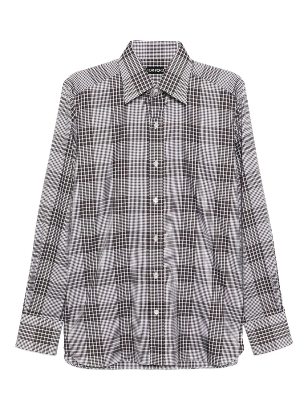 

Рубашка из хлопка в клетку TOM FORD, коричневый
