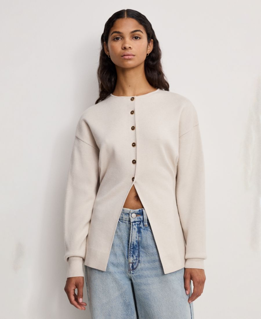 

Женский кардиган с круглым вырезом и длинными рукавами Good American, Light Taupe