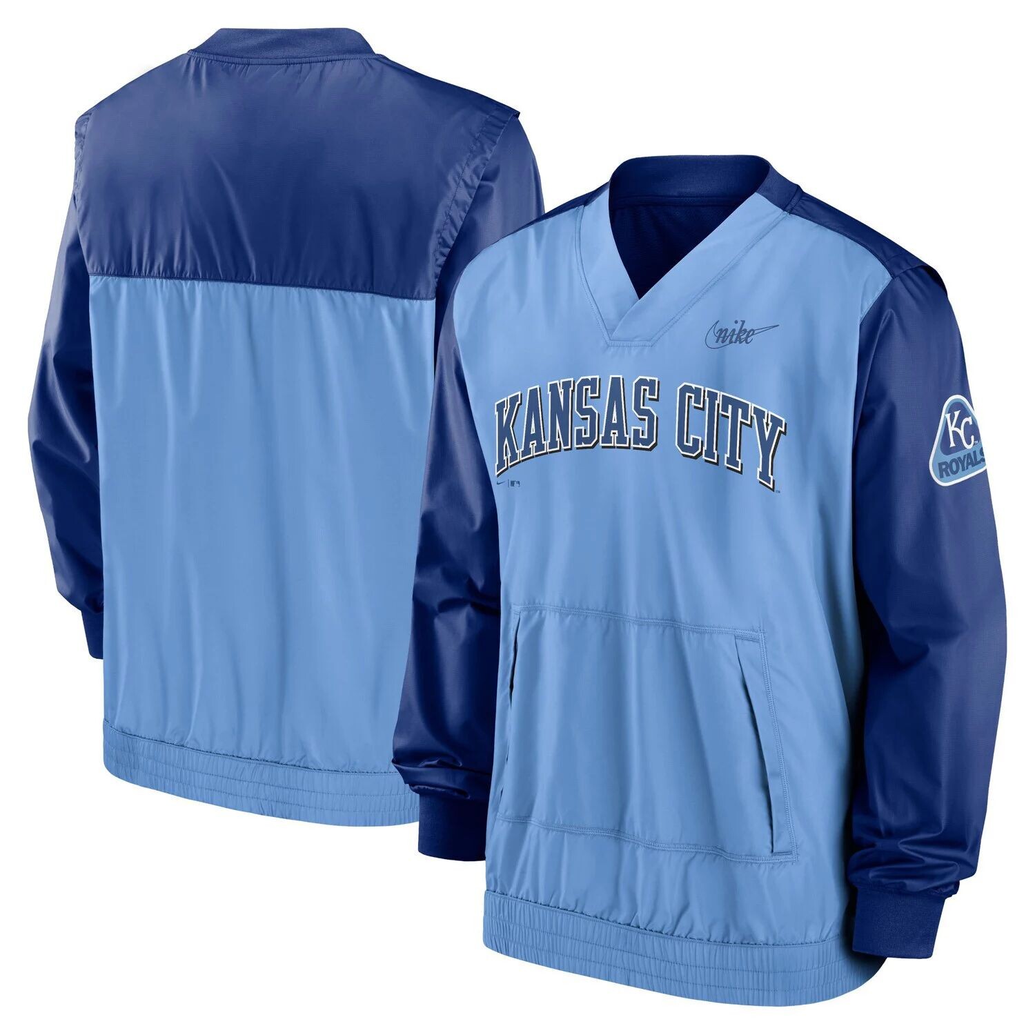 Мужской голубой/королевский пуловер с v-образным вырезом Kansas City Royals Cooperstown Collection Nike