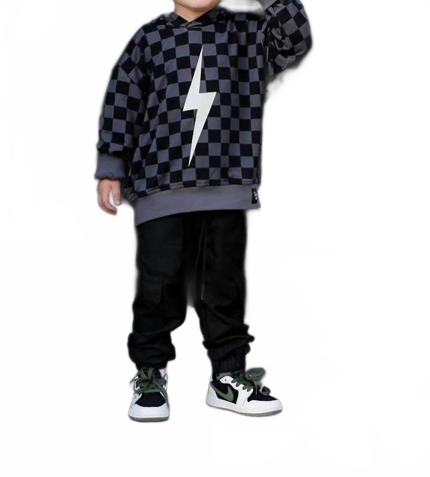 

Толстовка Spark в клетку черного цвета Little Rad Things, черный