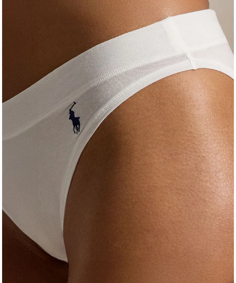 Женские хлопковые бикини-трусики Club, комплект из 3 штук Polo Ralph Lauren, белый — фото 2