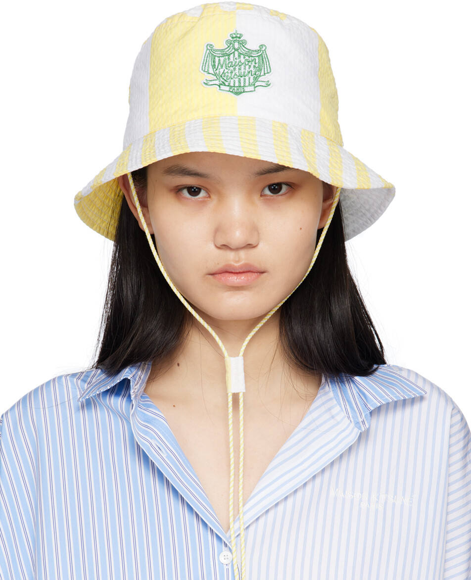 

Желто-белая панама Hotel Olympia Edition Poolside Stripes Maison Kitsune
