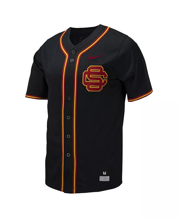 Мужская бейсбольная джерси с полной застежкой на пуговицах USC Trojans Replica Nike, черный — фото 2