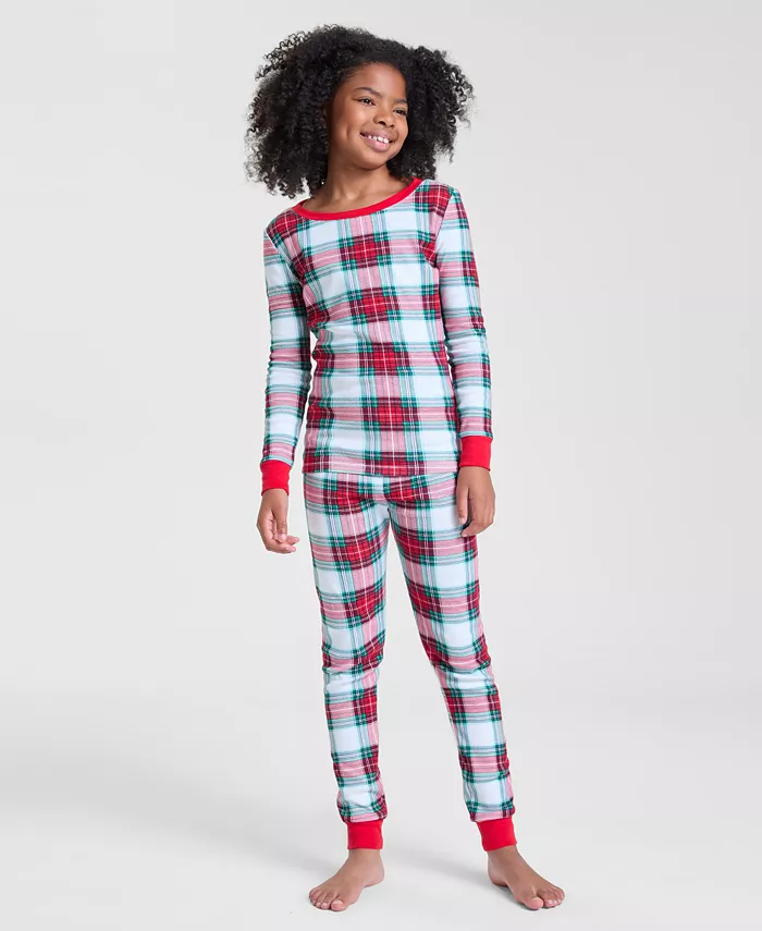

Семейные пижамы для детей 5-14 лет Merry Plaid Snug-Fit Пижамный комплект Holiday Lane, белый