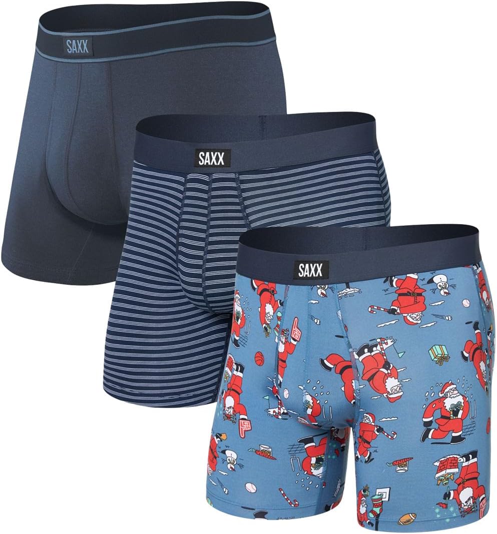 

Комплект из 3 мужских трусов-боксеров Daytripper Comfort Stretch Fly SAXX UNDERWEAR, Santathalon/Stripe/Navy