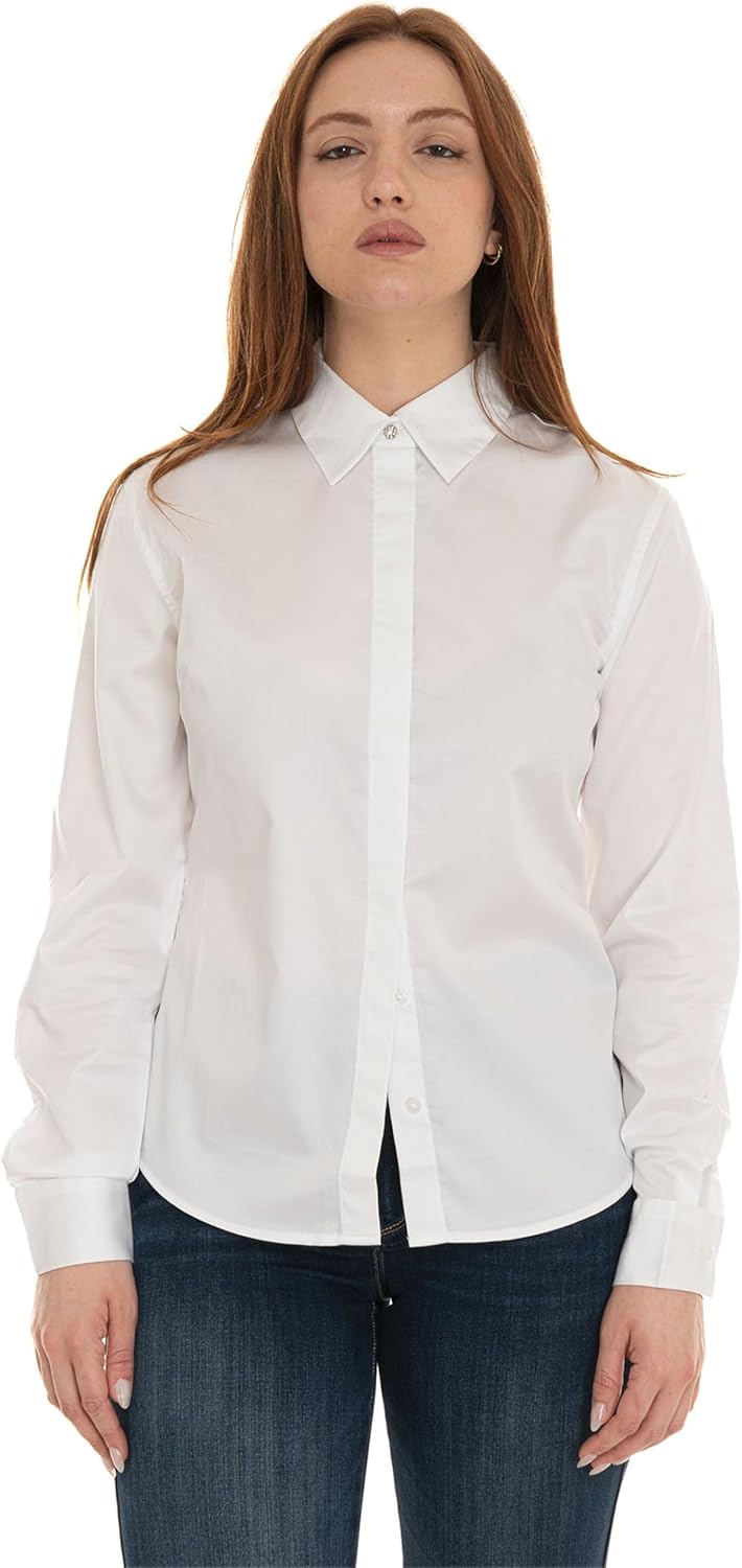 

GUESS Женская рубашка с длинным рукавом Tiziana и манжетой с логотипом, Pure White