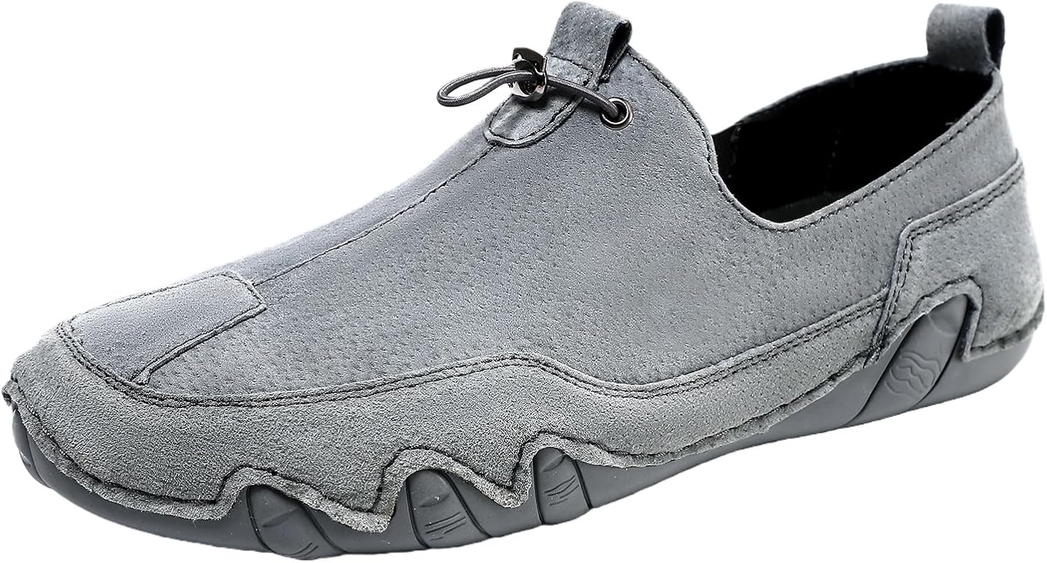 

Мужские мокасины Повседневная кожаная обувь Слипоны Модные низкие кроссовки На шнуровке Ручная работа Чукка ботинки до щиколотки Комфортные легкие прогулочные и походные мужские туфли Xdfvc, серый