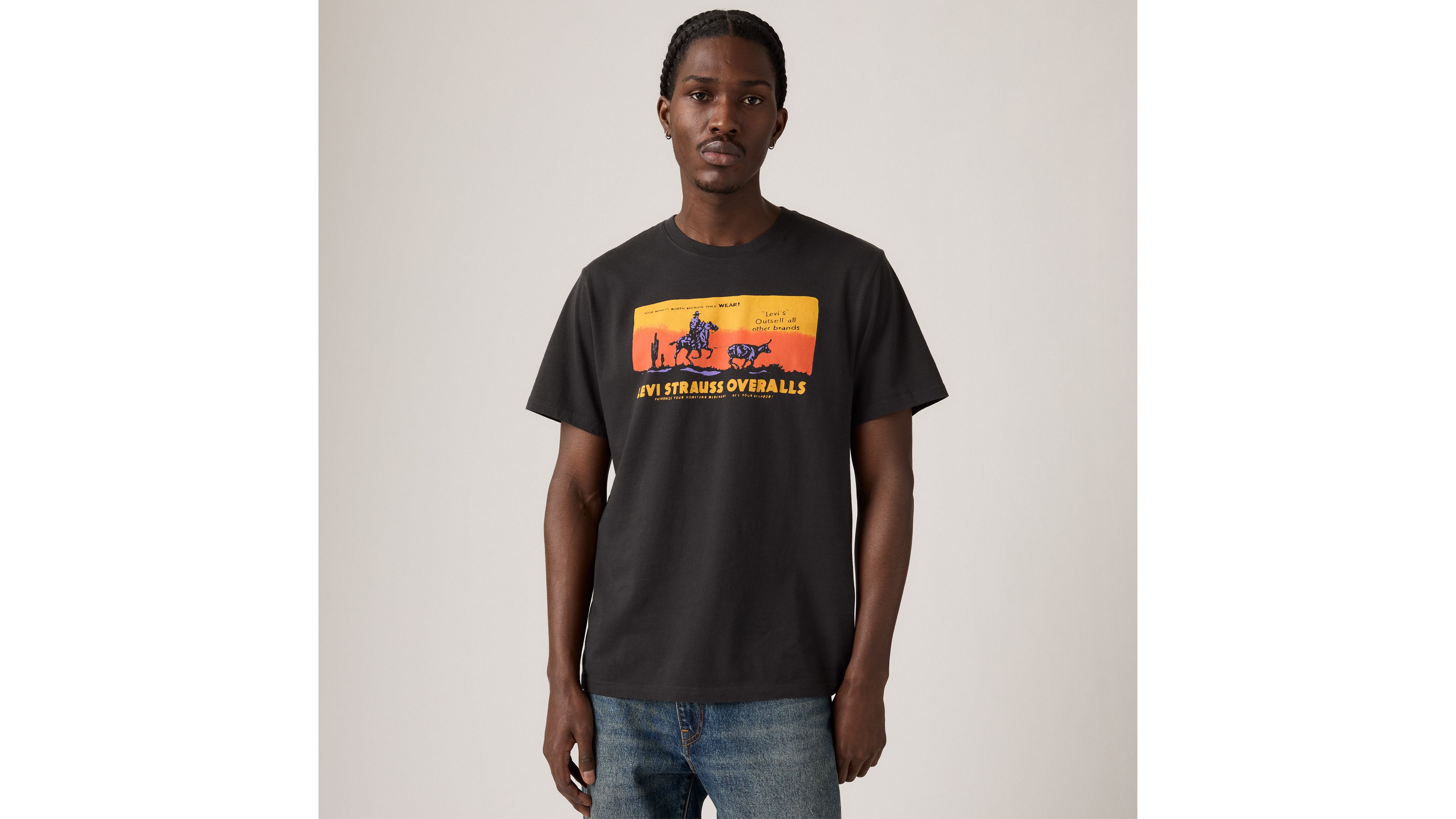 

Футболка свободного кроя с короткими рукавами и принтом Levi's, On The Horizon Phantom - Black