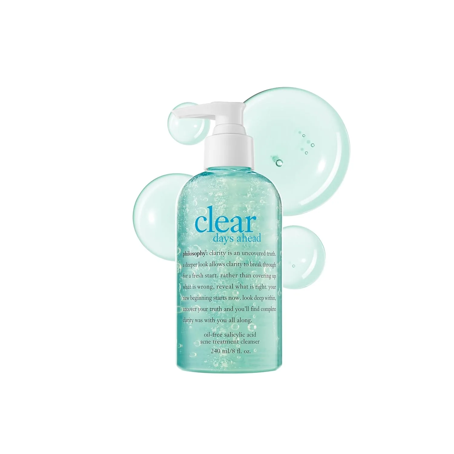 Гель для умывания Philosophy — Очищающее средство для лица Clear Days Ahead Oil-Free Acne Treatment с салициловой, 237 мл