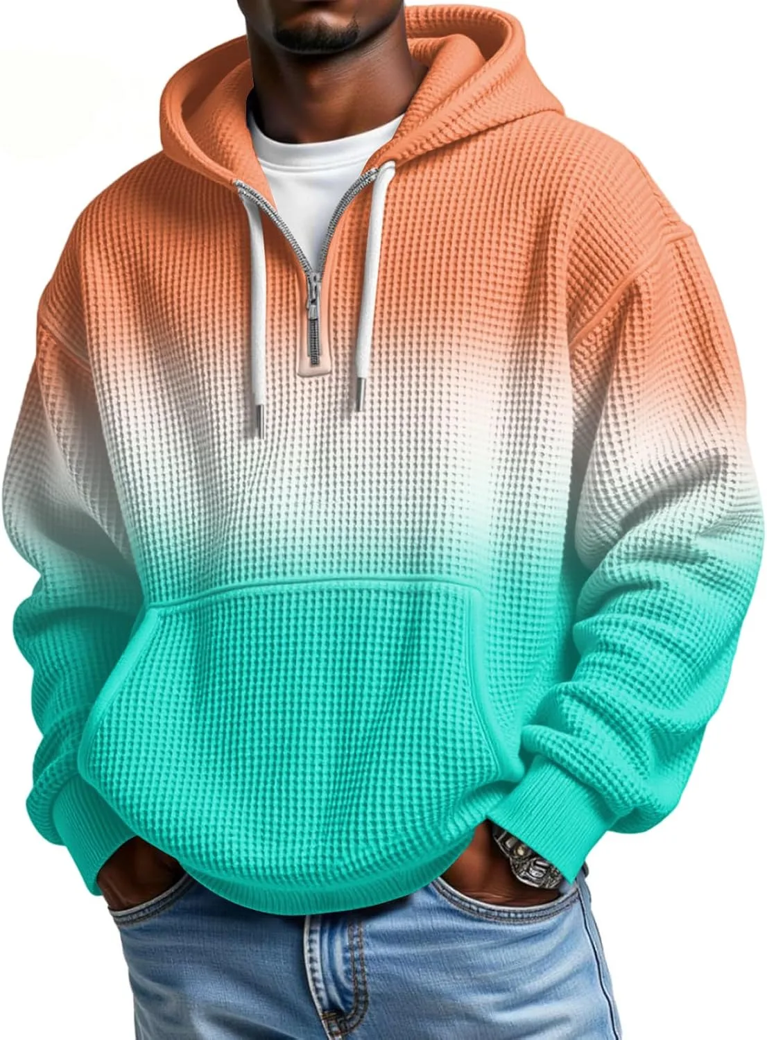 

Толстовка мужская Quarter Zip с капюшоном HUEAHDOU