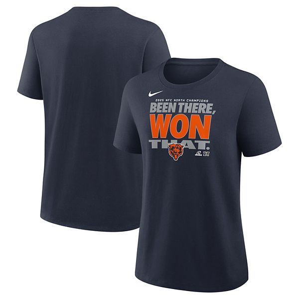 

Женская футболка Chicago Bears 2025 NFC North Division Champions Locker Room Trophy Collection в темно-синем цвете Nike