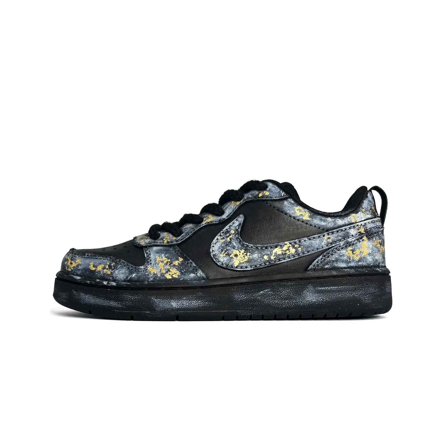 

Nike Кроссовки для скейтбординга low top, бренд Court Borough, цвет Dark Gold, материал Synthetic Leather, устойчивые к истиранию и скольжению, черные