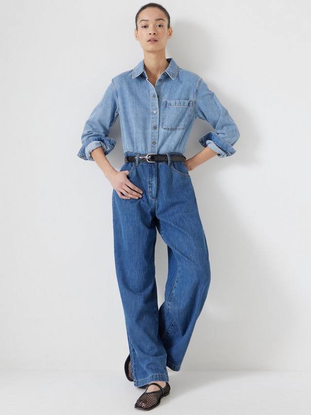 

Двухцветный джинсовый комбинезон HUSH, цвет Blue Denim