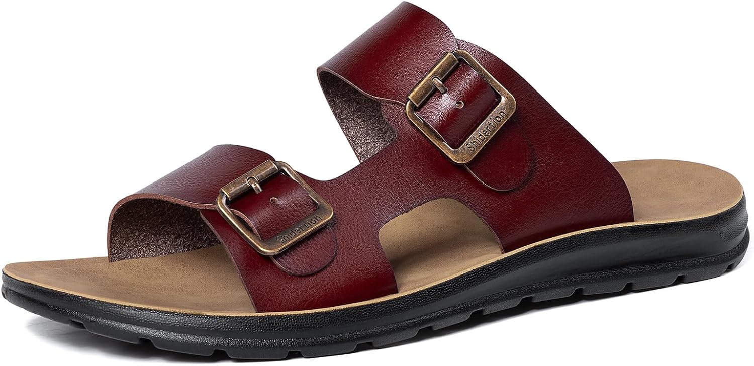 

MOGU MAOMAO Мужские плоские сандалии: противоскользящие, с поддержкой свода, ортопедические, удобные сандалии для ходьбы при плантарном фасциите, коричневый