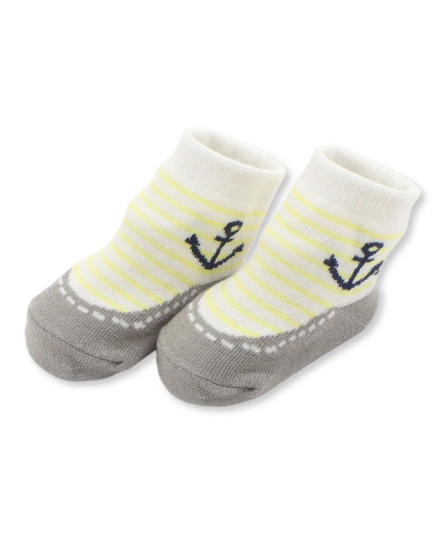 Детские носки в полоску с якорем fillot de bebe reduction жёлтые