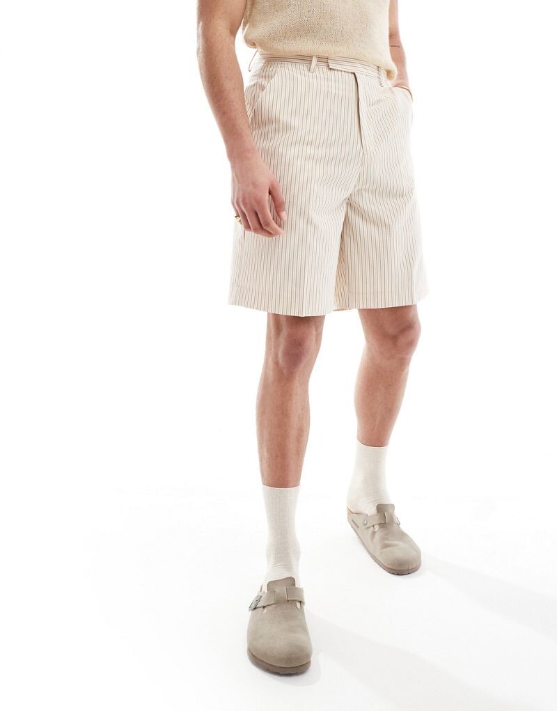 

ASOS DESIGN – элегантные льняные шорты в фактурную полоску
