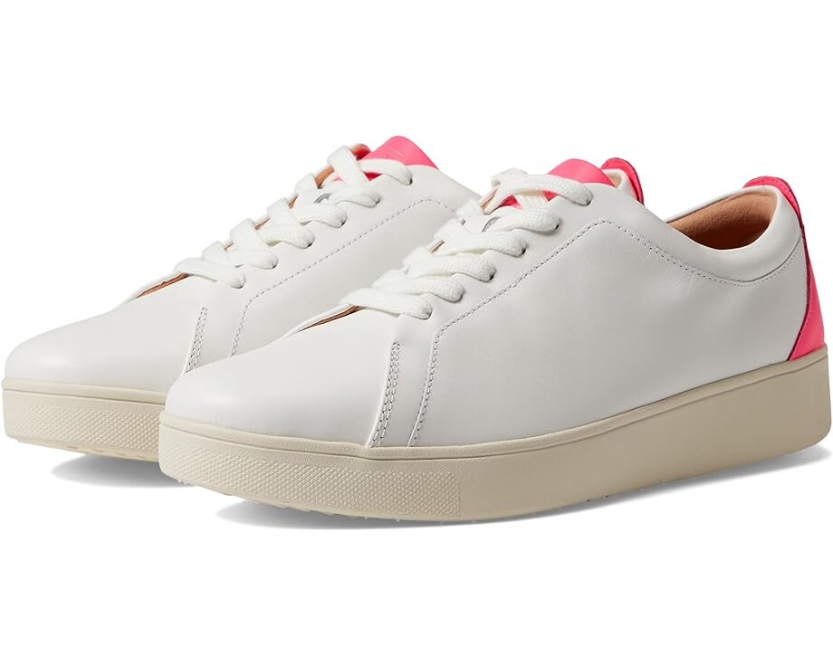 

Кроссовки FitFlop Rally Neon-Pop Leather Sneakers, цвет Urban White/Pop Pink