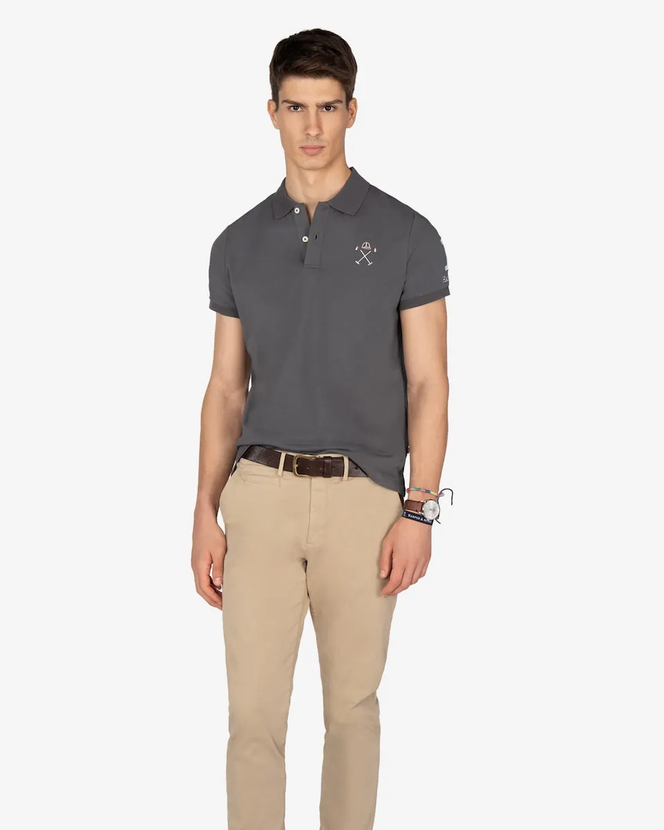 

Мужская короткая футболка поло с крупным принтом Harper & Neyer, серый