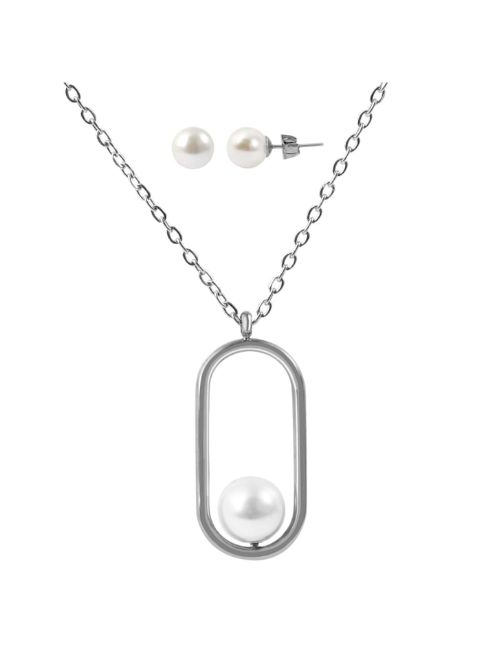 

Adeliás Женское колье из нержавеющей стали с жемчугом, 45 см, серебро