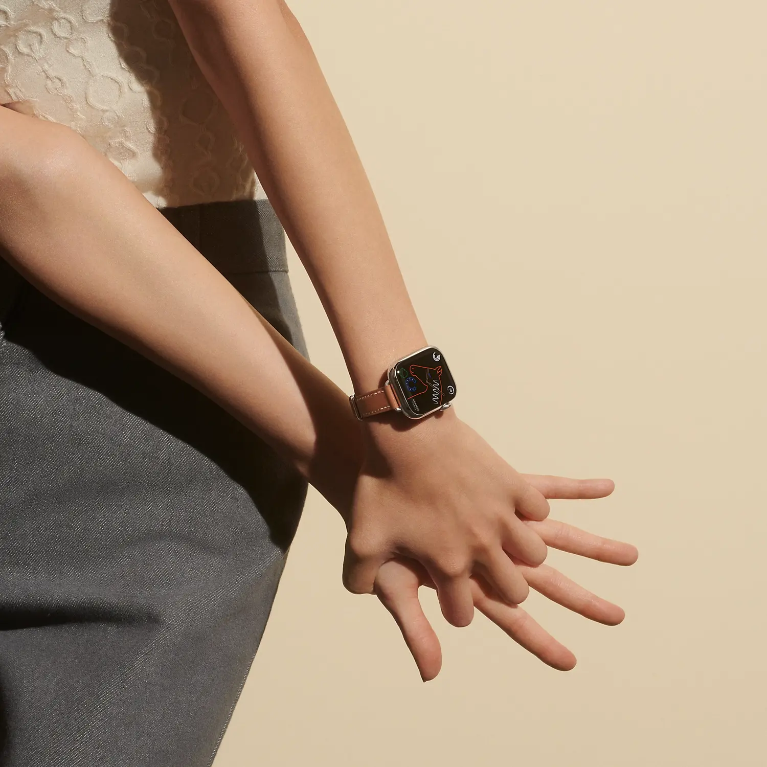Ремешок Apple совместимость натуральная кожа коровья 42mm HERMES, золотой — фото 4