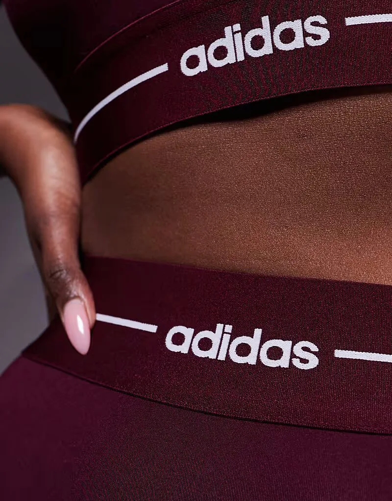 Adidas performance Леггинсы Adidas Training Hyperglam с прямым кроем, бордового цвета — фото 2