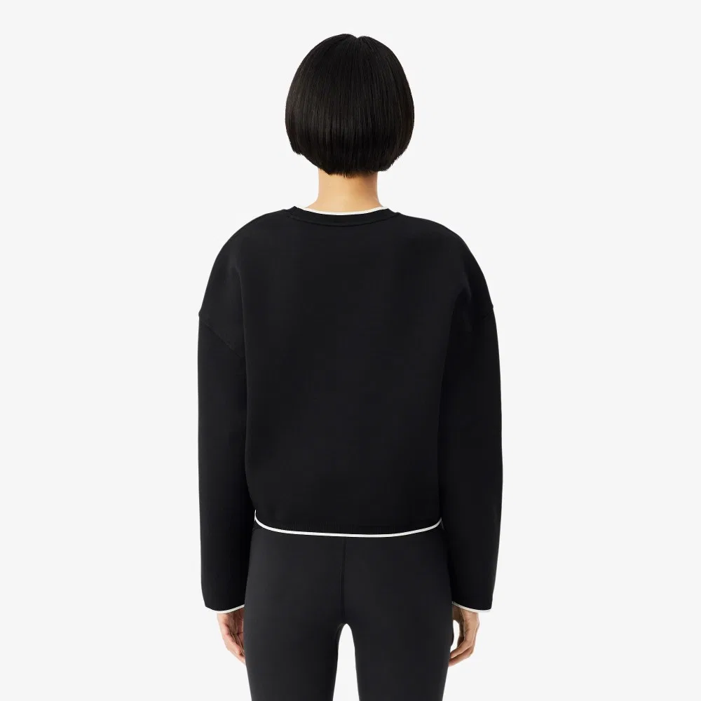 Свитшот женский Lacoste Crewneck, спортивный, черный — фото 3