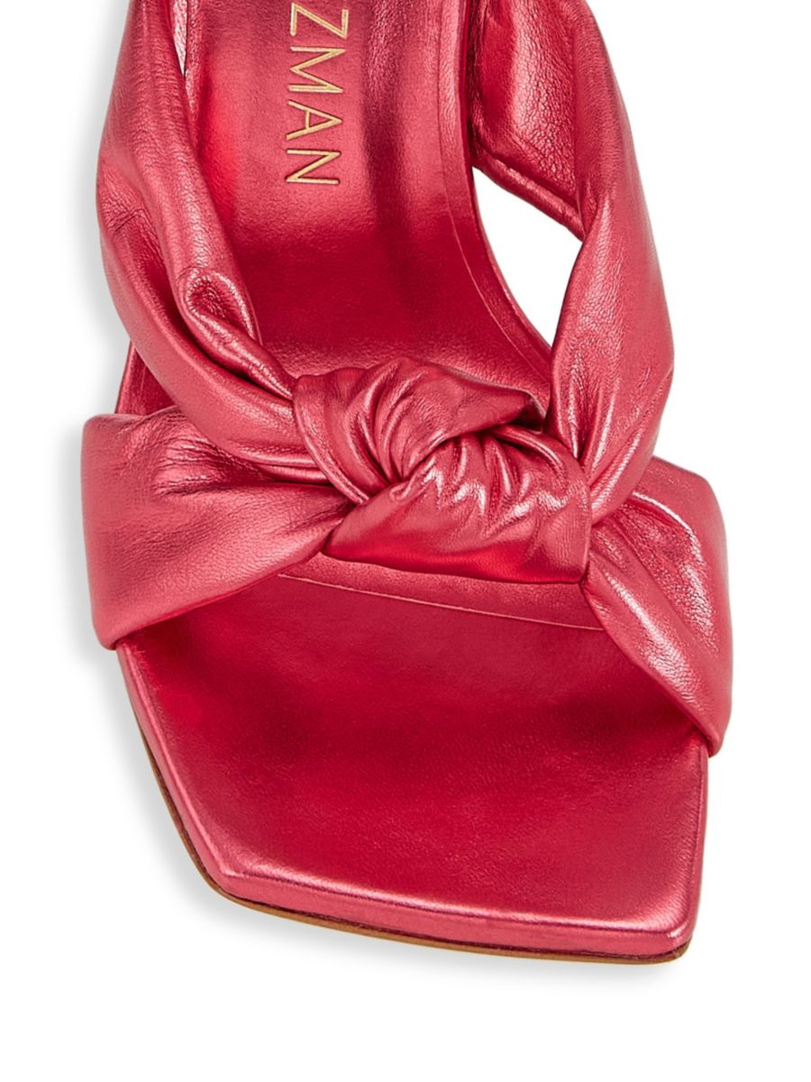 Кожаные босоножки на шпильке Playa Knot Stuart Weitzman, цвет Hot Pink — фото 4