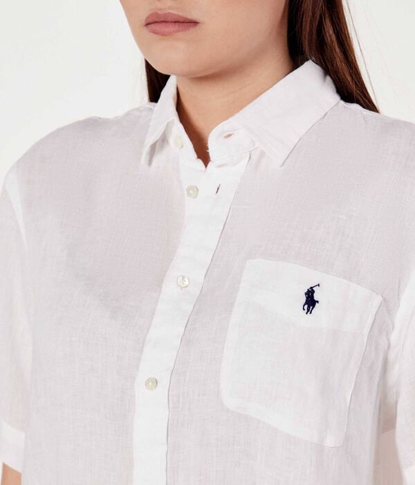 Льняная рубашка Sayna Cropped fit Polo Ralph Lauren, белый — фото 4