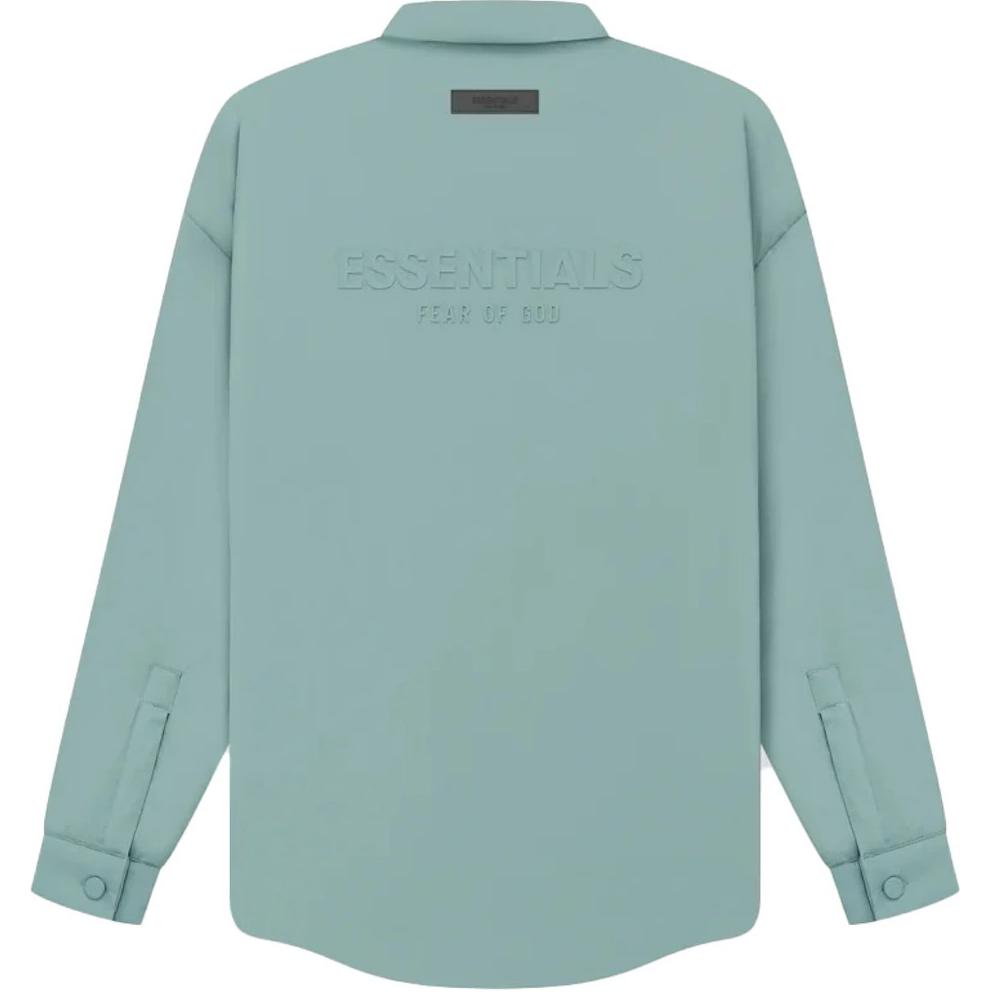 Fear Of God Essentials Рубашка-куртка на молнии с тисненым логотипом, Platane Green — фото 3