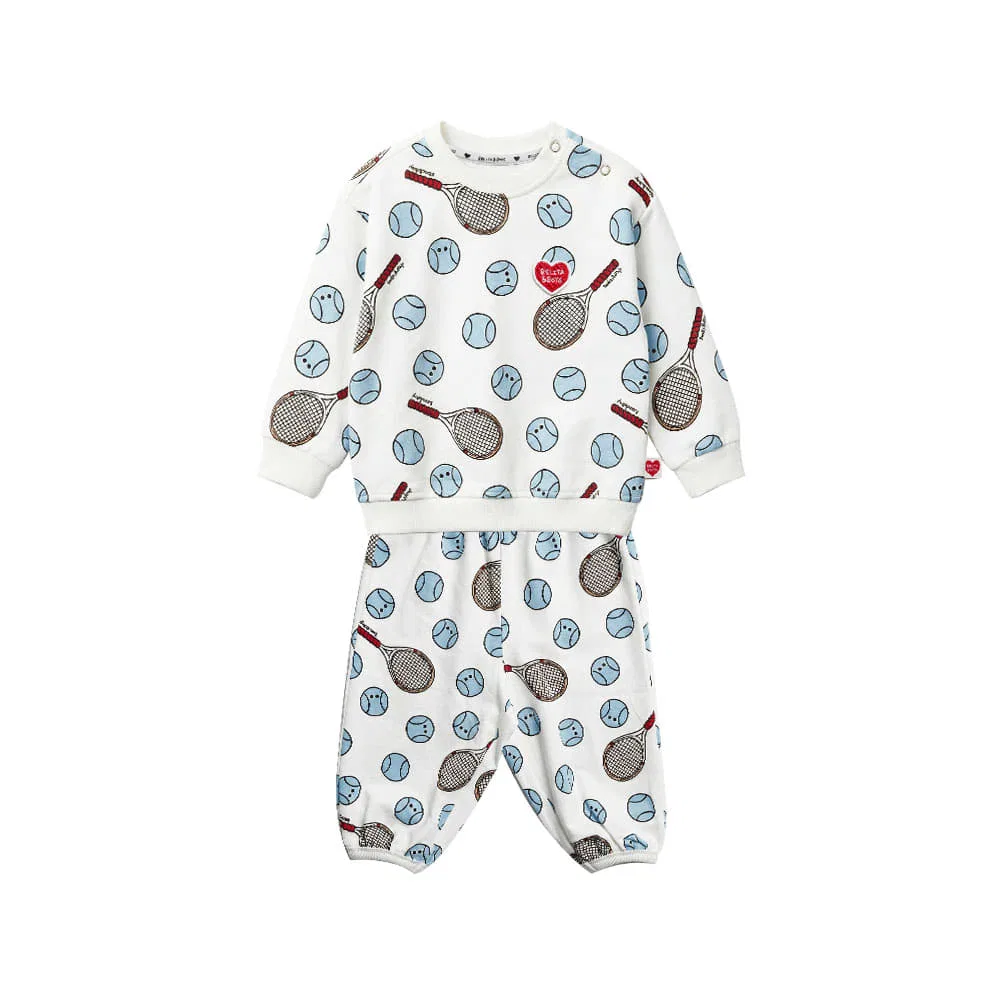 Детский спортивный костюм с принтом Baby Tennis All Over, айвори, от Belita&Boys