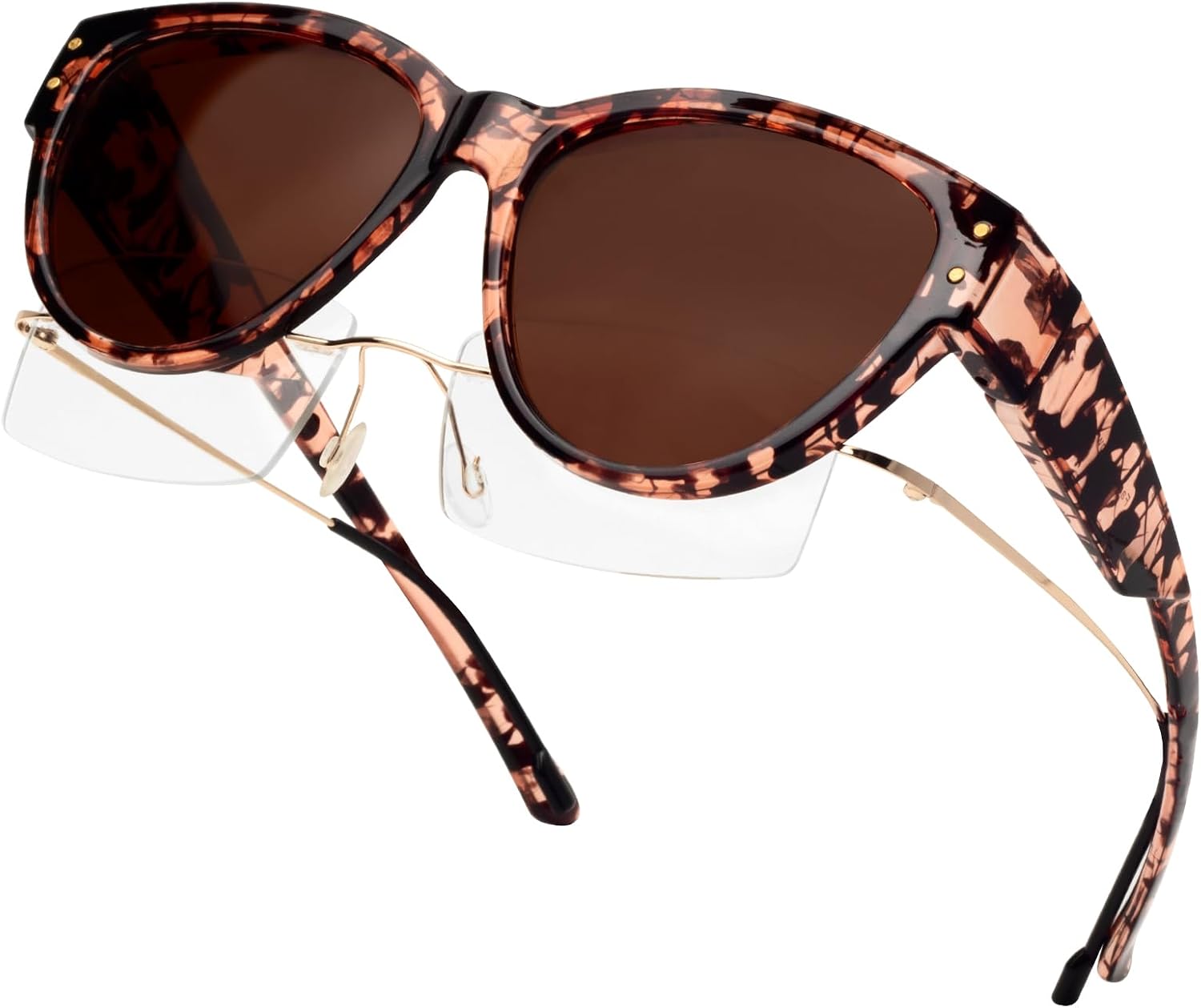 

Солнцезащитные очки с поляризованным покрытием, надеваемые поверх обычных очков, женские солнцезащитные очки с защитой от УФ-излучения, легкие Face Shadow, Tortoise Frame / Grey Lens