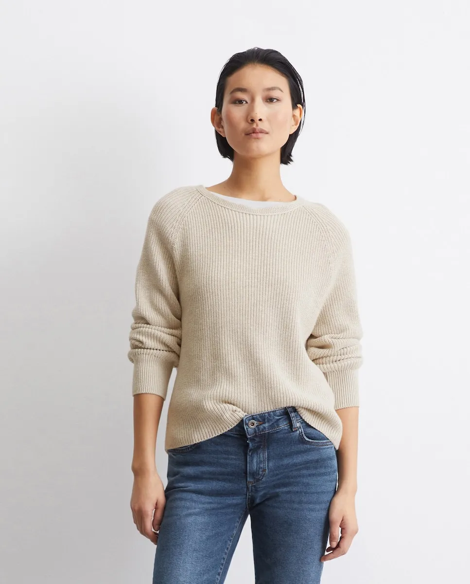 

Женский свитер с круглым вырезом свободного кроя из тяжелого органического хлопка MARC O'POLO, бежевый