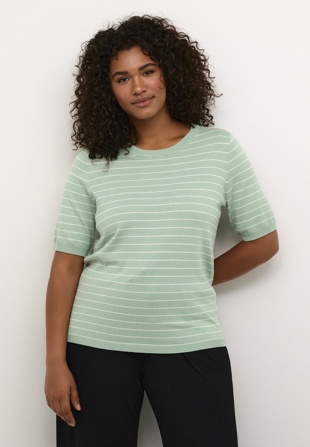 

Футболка с принтом MALIA WIDE STRIPE Kaffe Curve, светло-зеленый