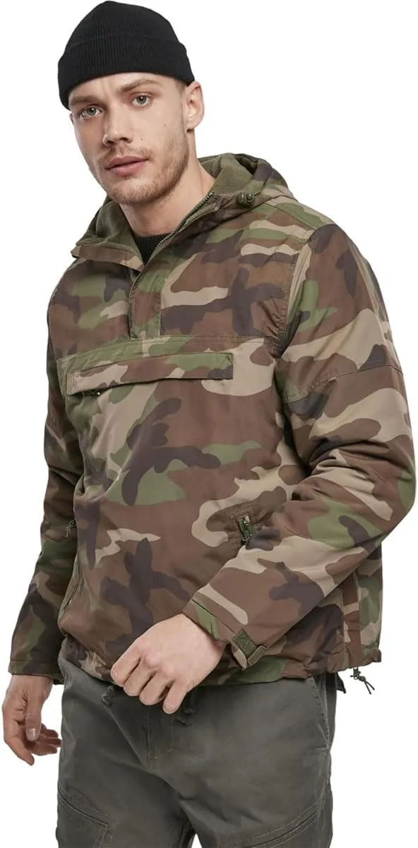 Бренд Brandit Individual Wear мужская ветровка-пуловер с подкладкой из флиса и молнией на четверть - легкая непромокаемая повседневная куртка для улицы, Woodland, S, Woodland — фото 4