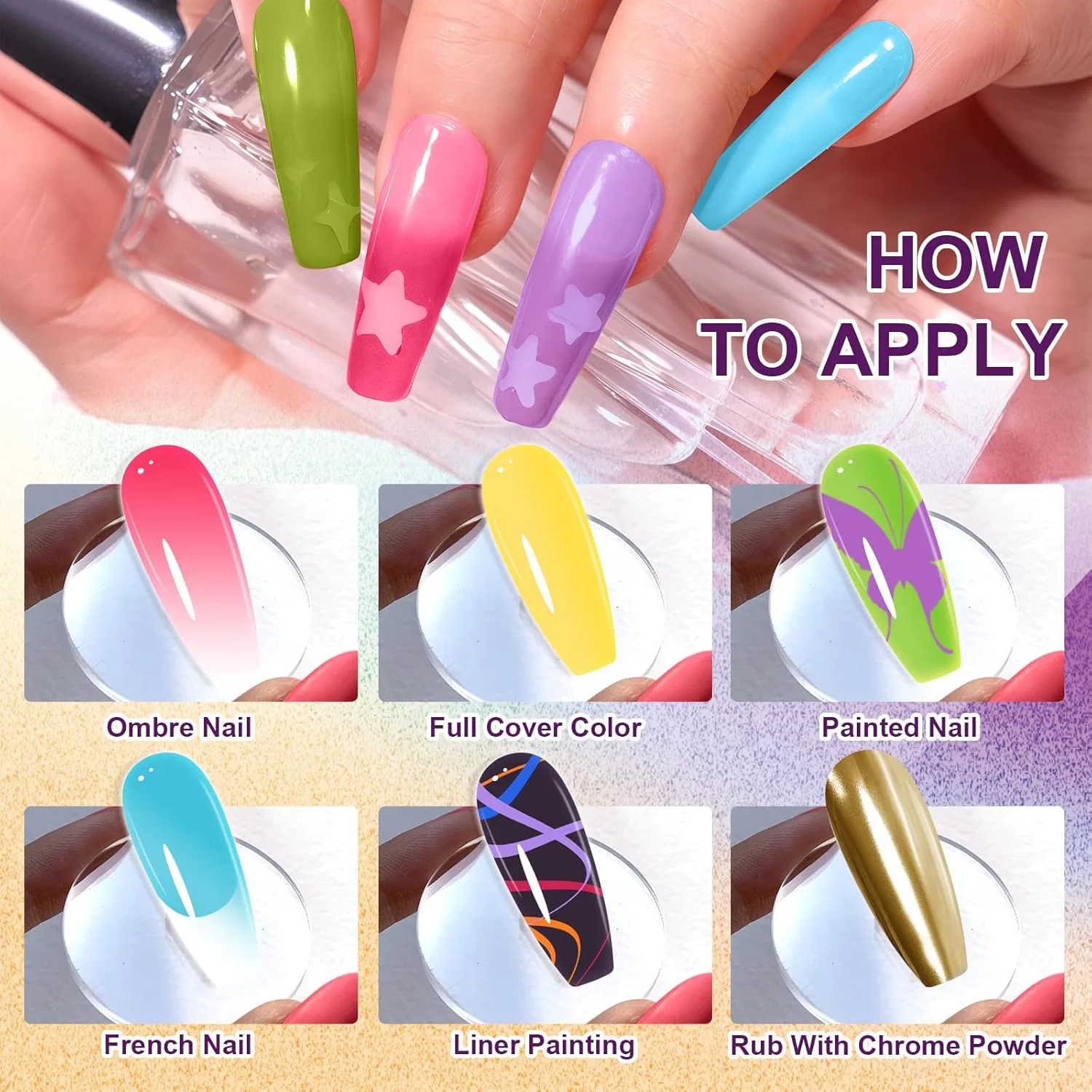 Набор градиентных гель-красок для ногтей 24 цвета U-Shinein, Pallet 24A — фото 3