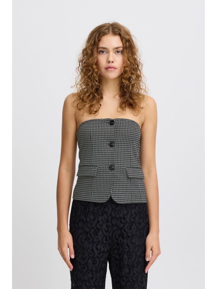 

Жилет ICHI Kurzweste IHKATE HOUNDSTOOTH TO 20122248 ärmellose Weste, черный