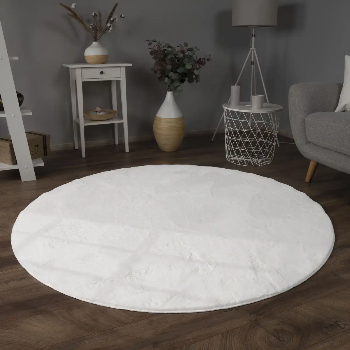 

Меховой ковер Paco Home "Faux Fur Soft 380", круглый, приятный ковер с длинным ворсом, особенно мягкий, однотонный Ø 160 см, белый